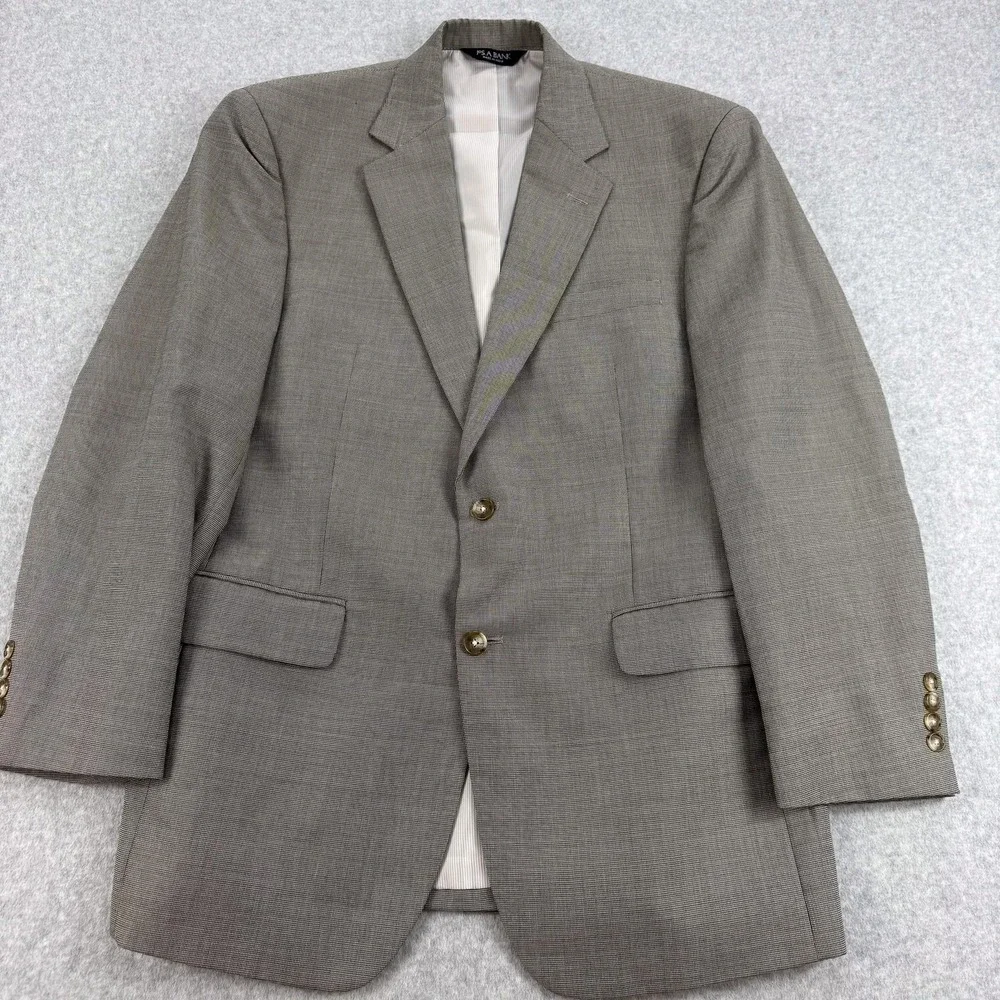 Jos A Bank Suit‎ Mens 42 Regular Gray Check Cotton Wool Jacket Pants 36x29